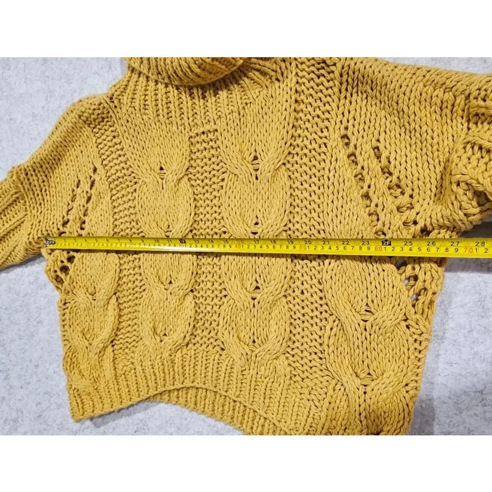 POL Cable Knit Chunky Sweater, Turtleneck, Drop Sleeve, Oversized, Womens Sz M